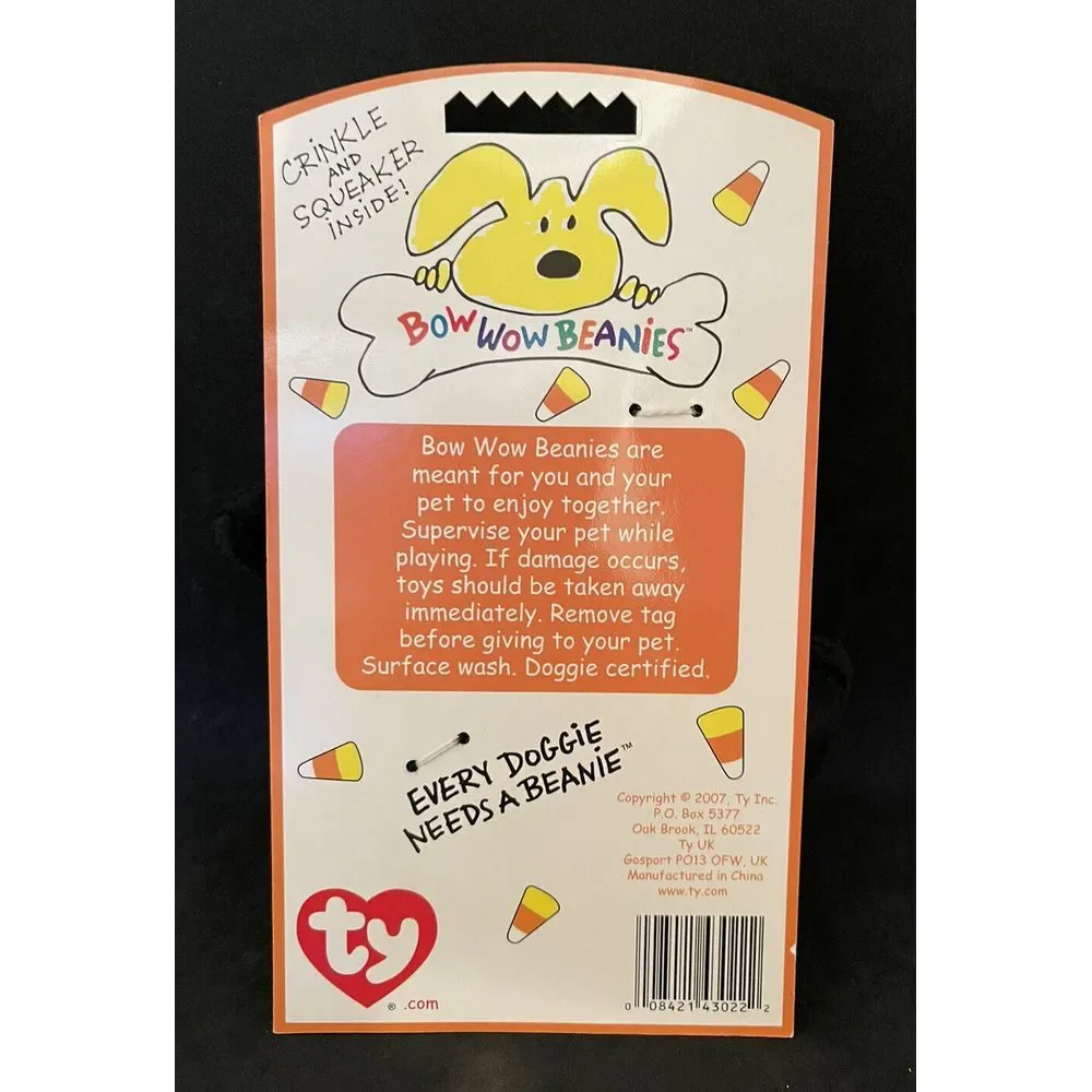 TY‎ Bow Wow Beanies - BAT - New MWMTs Dog Toy with display card